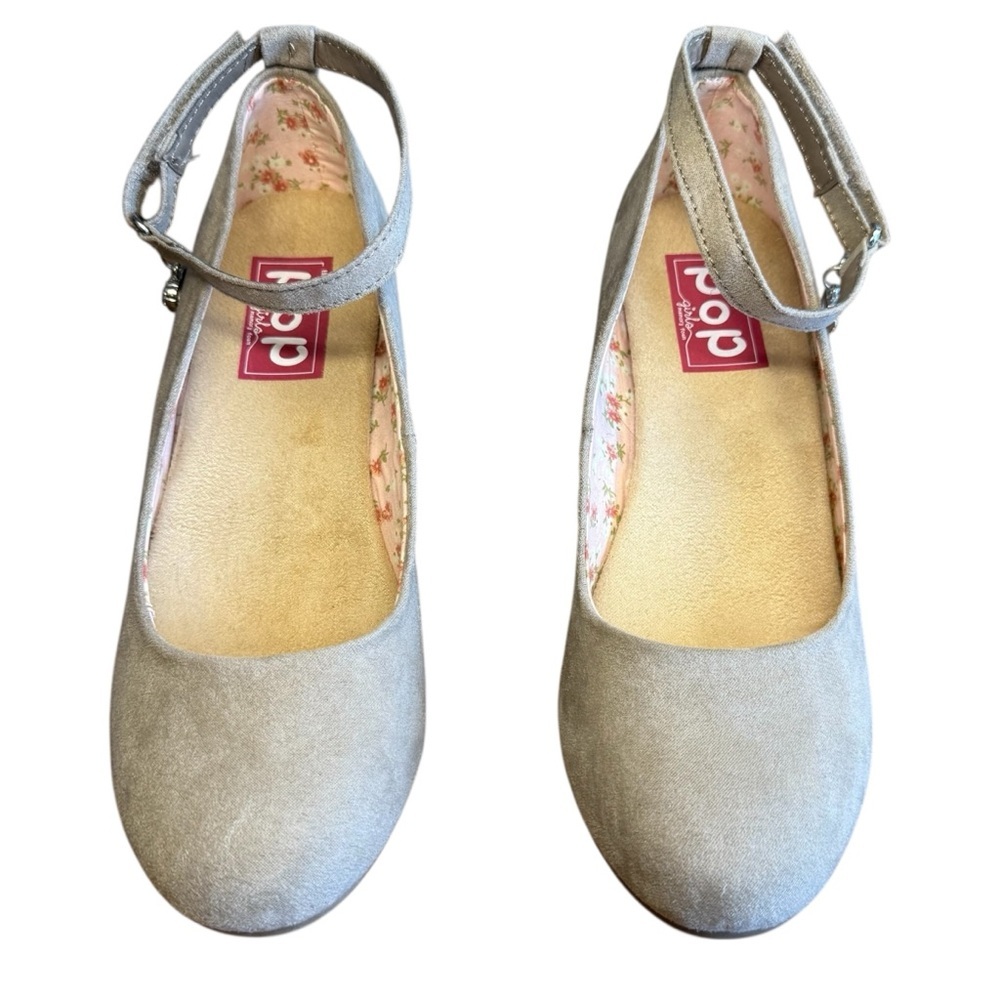 Pop Girls Memory Foam Taupe Success Wedge Heels/Sandals. Size 4.